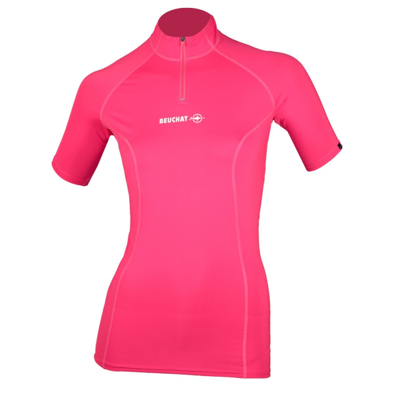 Echipament Snorkeling - Costum de snorkeling - WOMAN ATOLL RASHGUARD LYCRA (UPF 50+)- MANECA SCURTA - ROZ