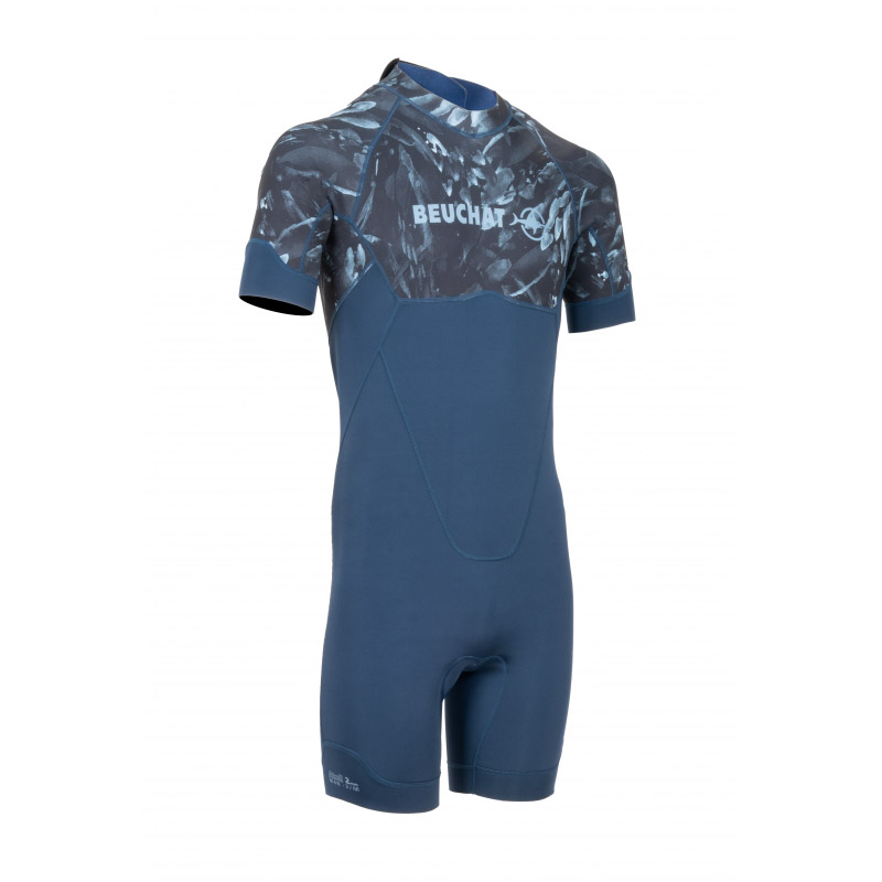 Echipament Snorkeling - Costum de snorkeling - ATOLL COMBINEZON NEOPREN SHORTY HOMME ZIP DORSAL 2MM SEAWEED