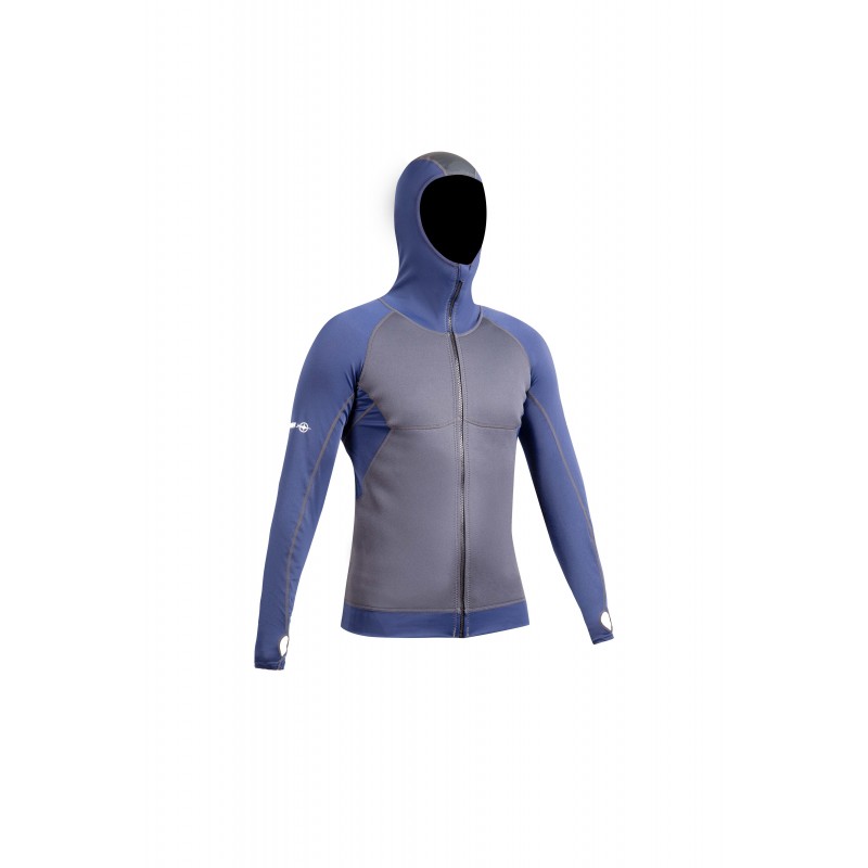 Echipament Snorkeling - Costum de snorkeling - VESTE ATOLL RASHNEO AVEC CAGOULE - BLEU PROFOND