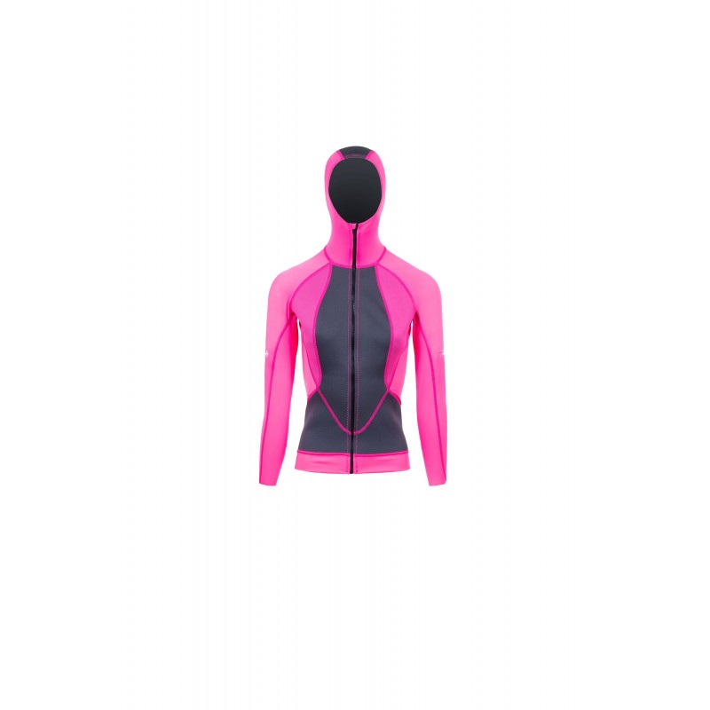 Echipament Snorkeling - Costum de snorkeling - VESTE ATOLL AVEC CAGOULE RASHNEO - ROSE FLUO