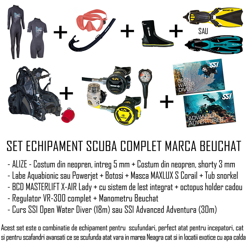 Echipament Scufundari - Vesta compensatoare BCD - SET ECHIPAMENT SCAFANDRU ALIZE WOMAN